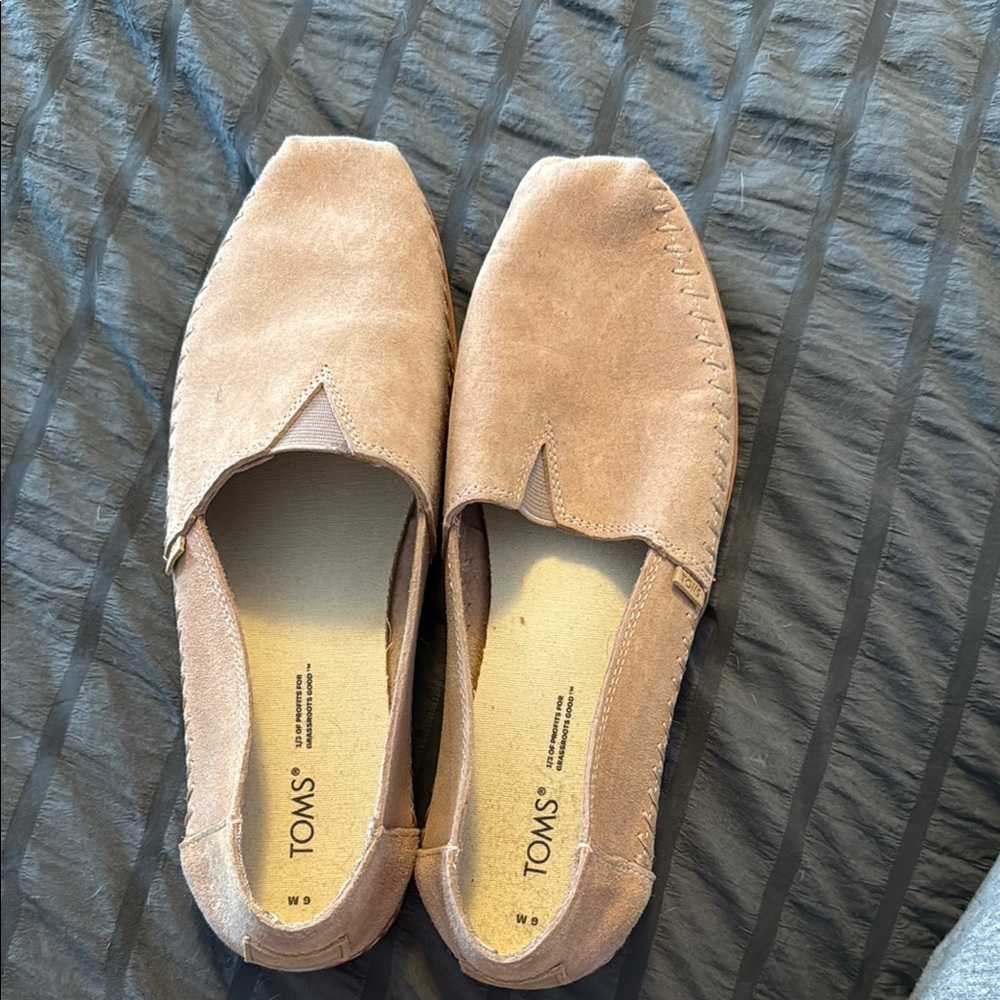 Toms Tan Suede Slip-On Loafers